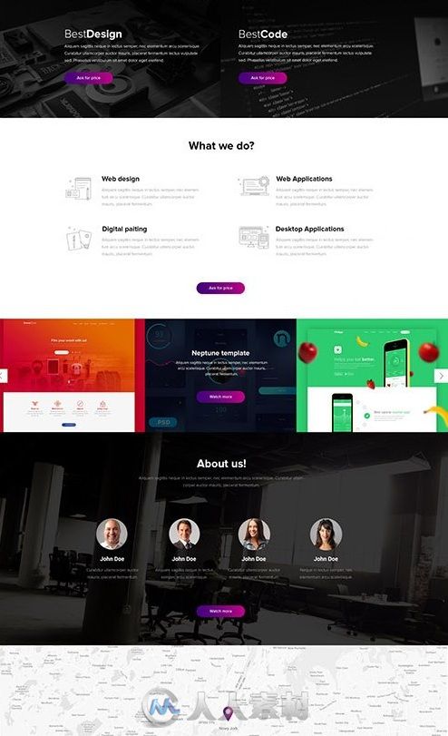 机构互动网页设计PSD模板PSD Web Template - Interactive Agency