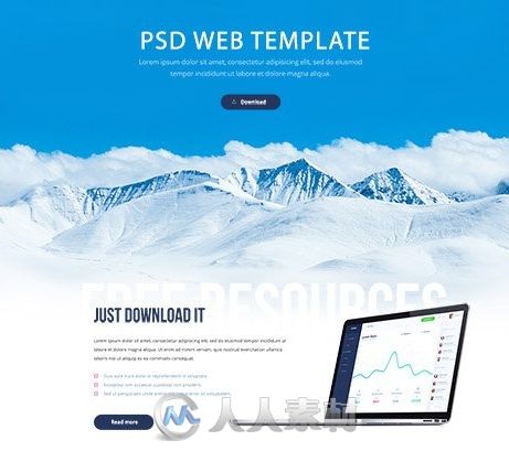 冰山背景网页设计PSD模板PSD Web Template - Enyo