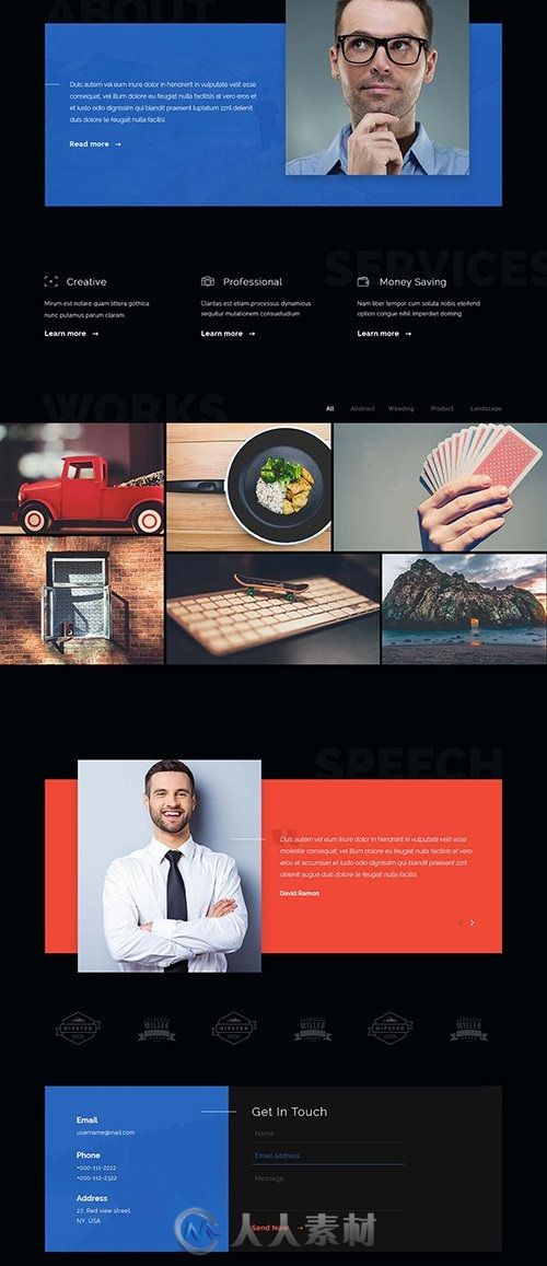 摄影师和作品集展示网页设计PSD模板PSD-Web-Template-Creato