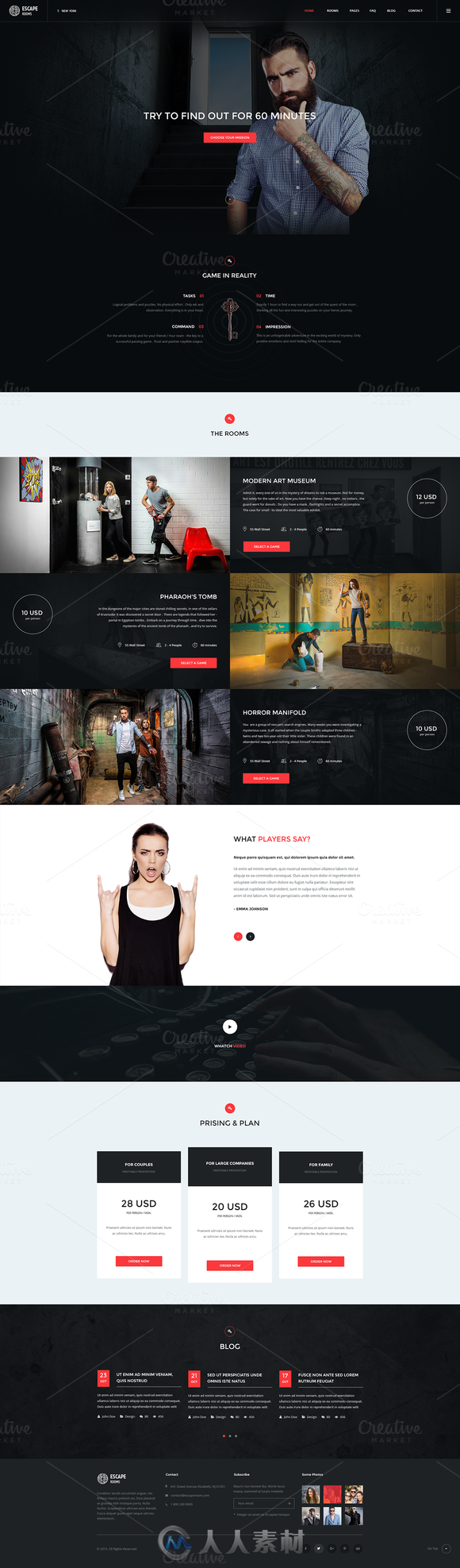 室内逃脱展示P网页设计PSD模板CM - Escape Room - PSD Template 552744