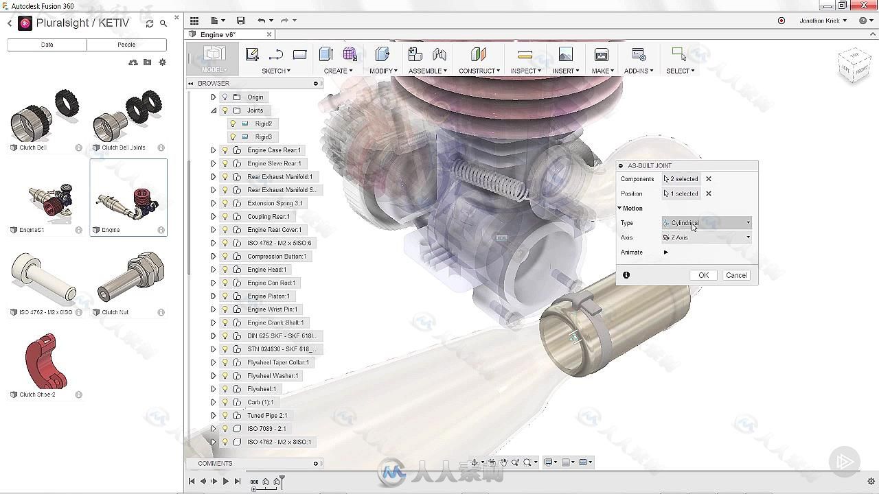 Fusion360组建装配基础训练视频教程