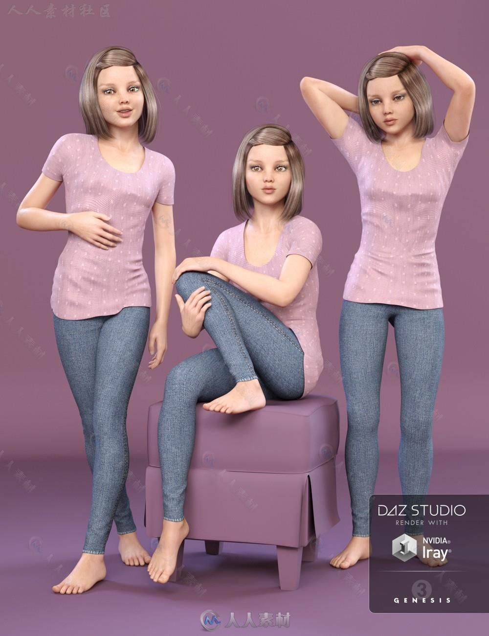 DAZ3D超精细年轻女孩3D模型合辑 DAZ3D TWEEN JULIE 7 PRO BUNDLE