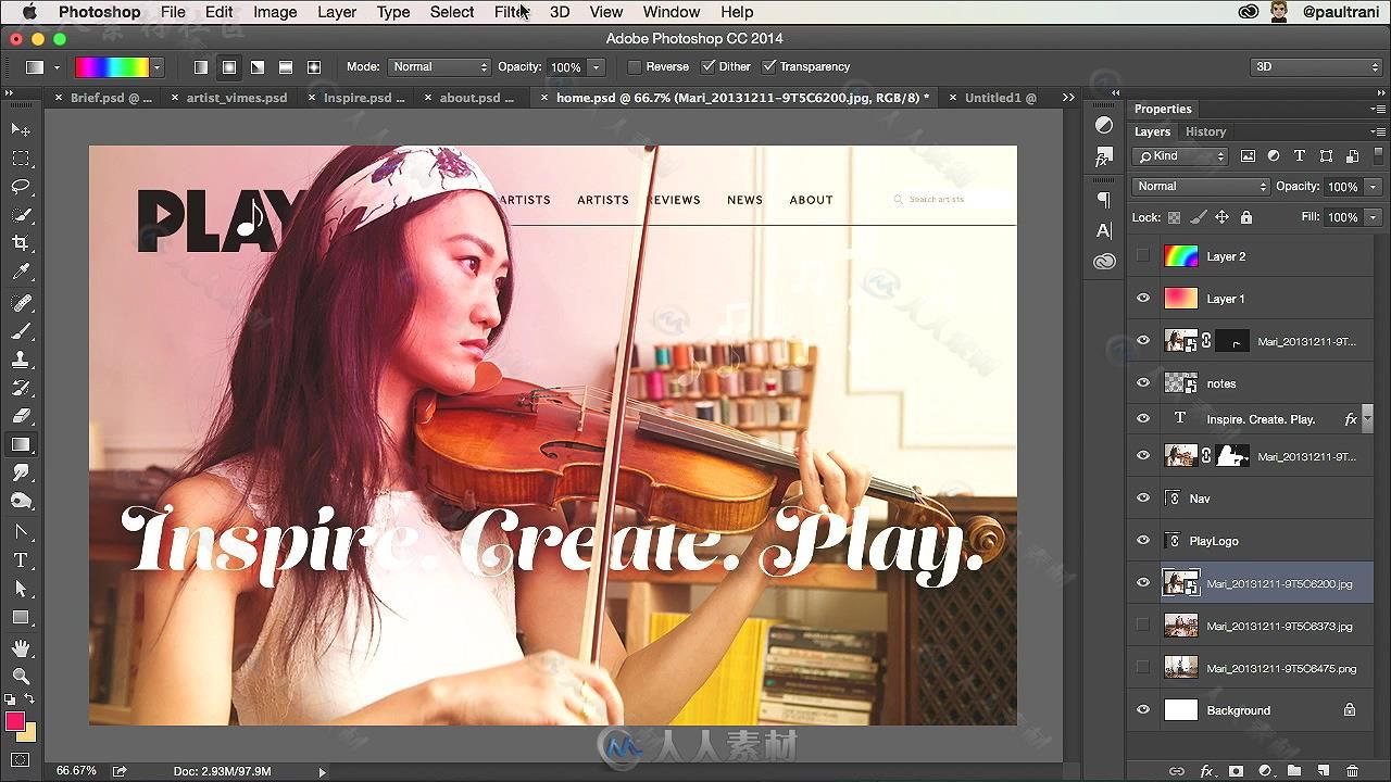 PS网站元素布局实例训练视频教程 CREATIVELIVE LEARNING DESIGN IN PHOTOSHOP WITH...