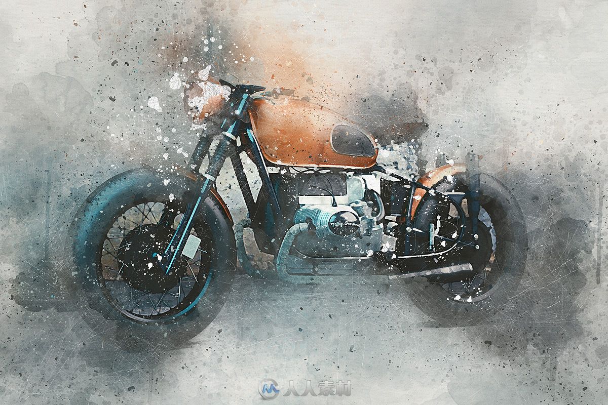 完美复古水彩人物肖像处理特效PS动作Perfectum Vintage Watercolor Photoshop Acti...