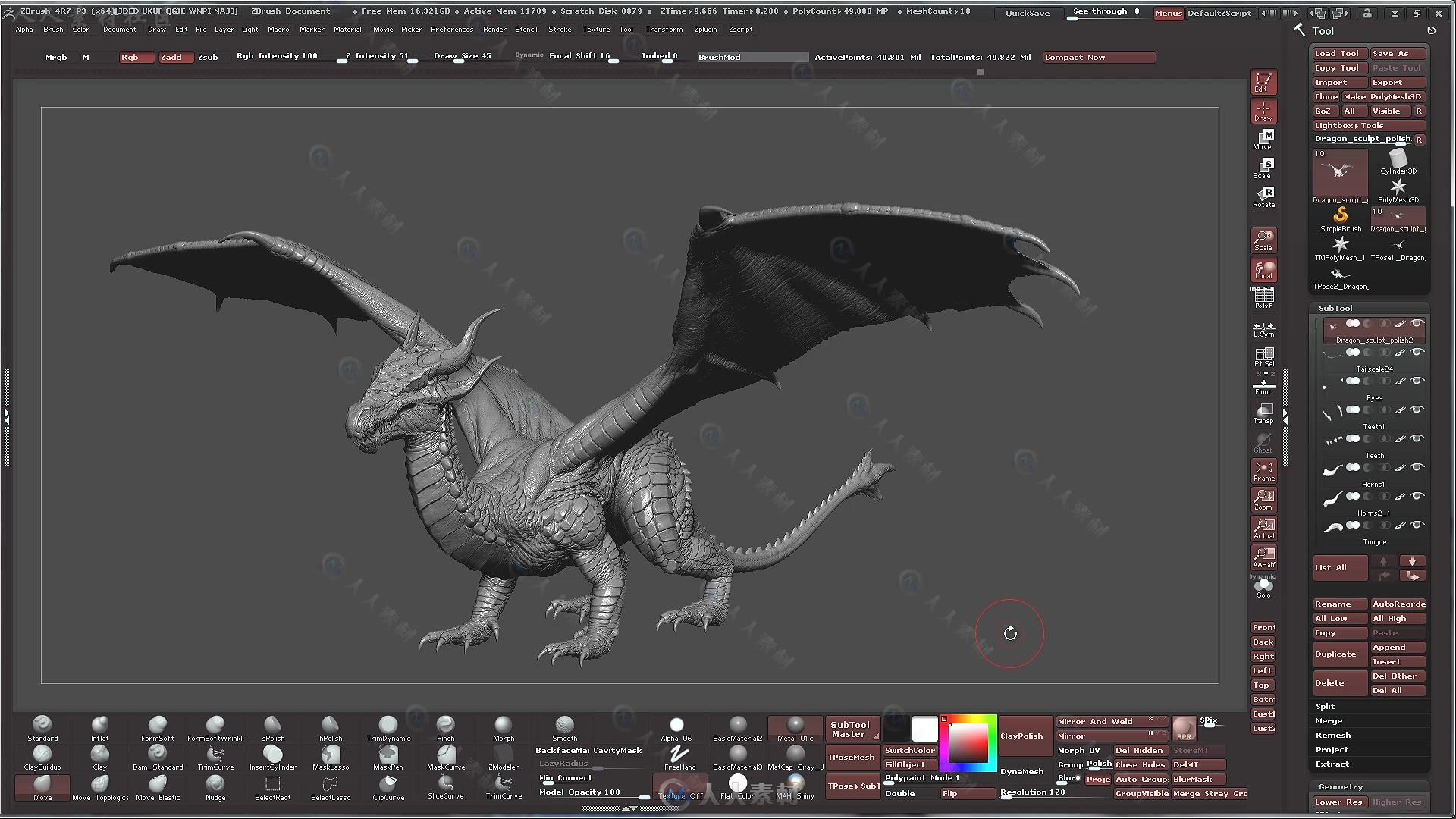 Zbrush大师级巨龙超精细雕刻实例制作视频教程 GUMROAD DRAGONS WORKSHOP COMPLETE ...