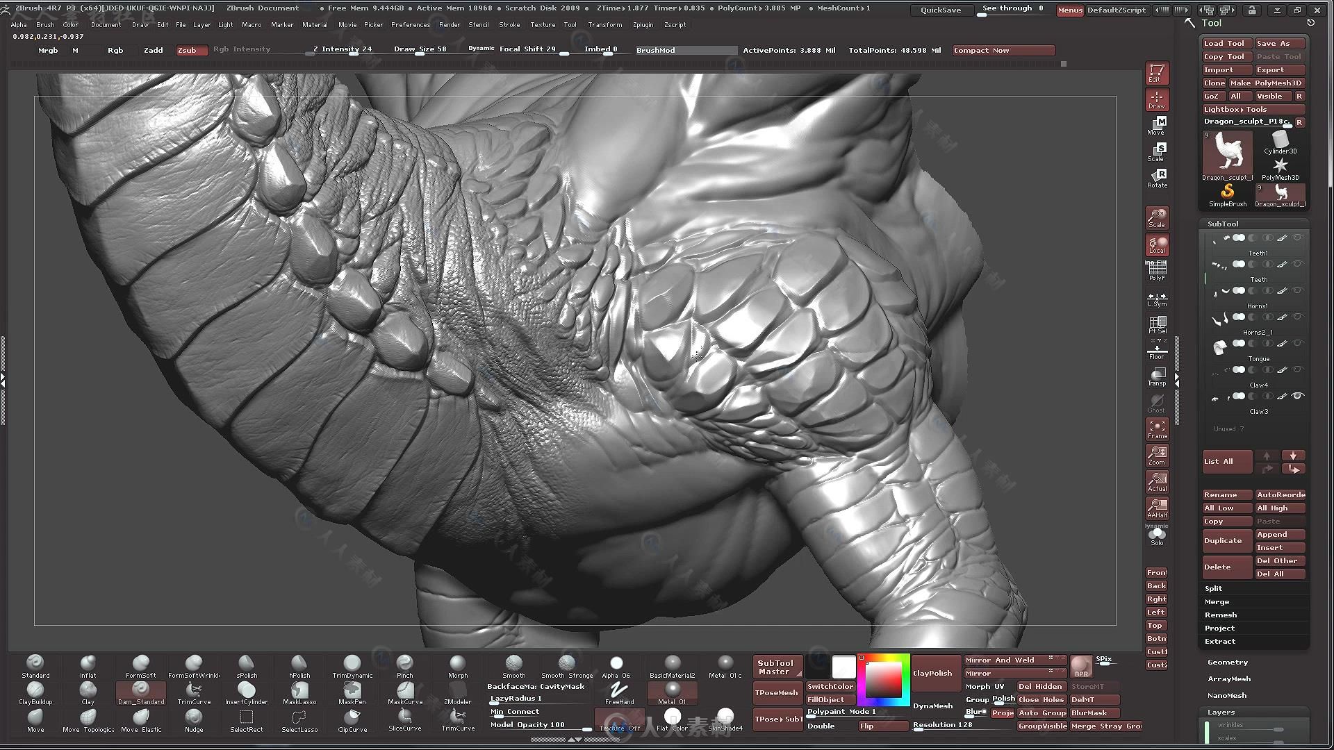 Zbrush大师级巨龙超精细雕刻实例制作视频教程 GUMROAD DRAGONS WORKSHOP COMPLETE ...