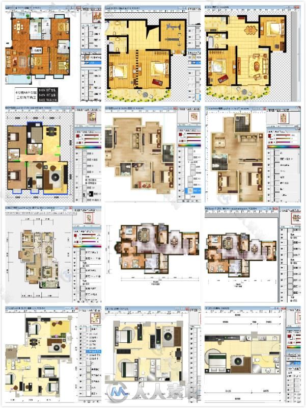 48款PSD格式彩色户型设计分层模板素材