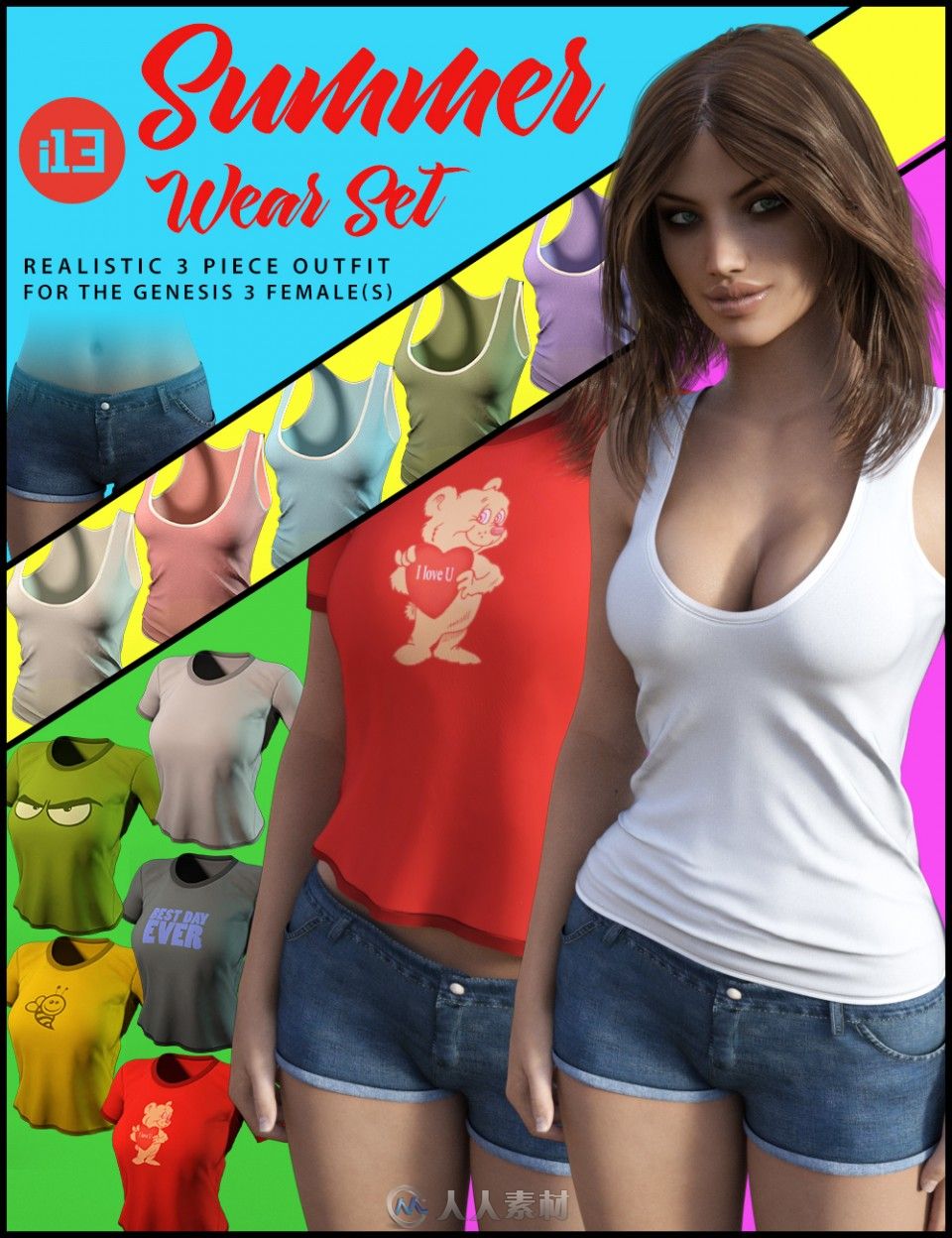 DAZ3D女性服裝i13 Summer Wear Set for the Genesis 3 Female(s)