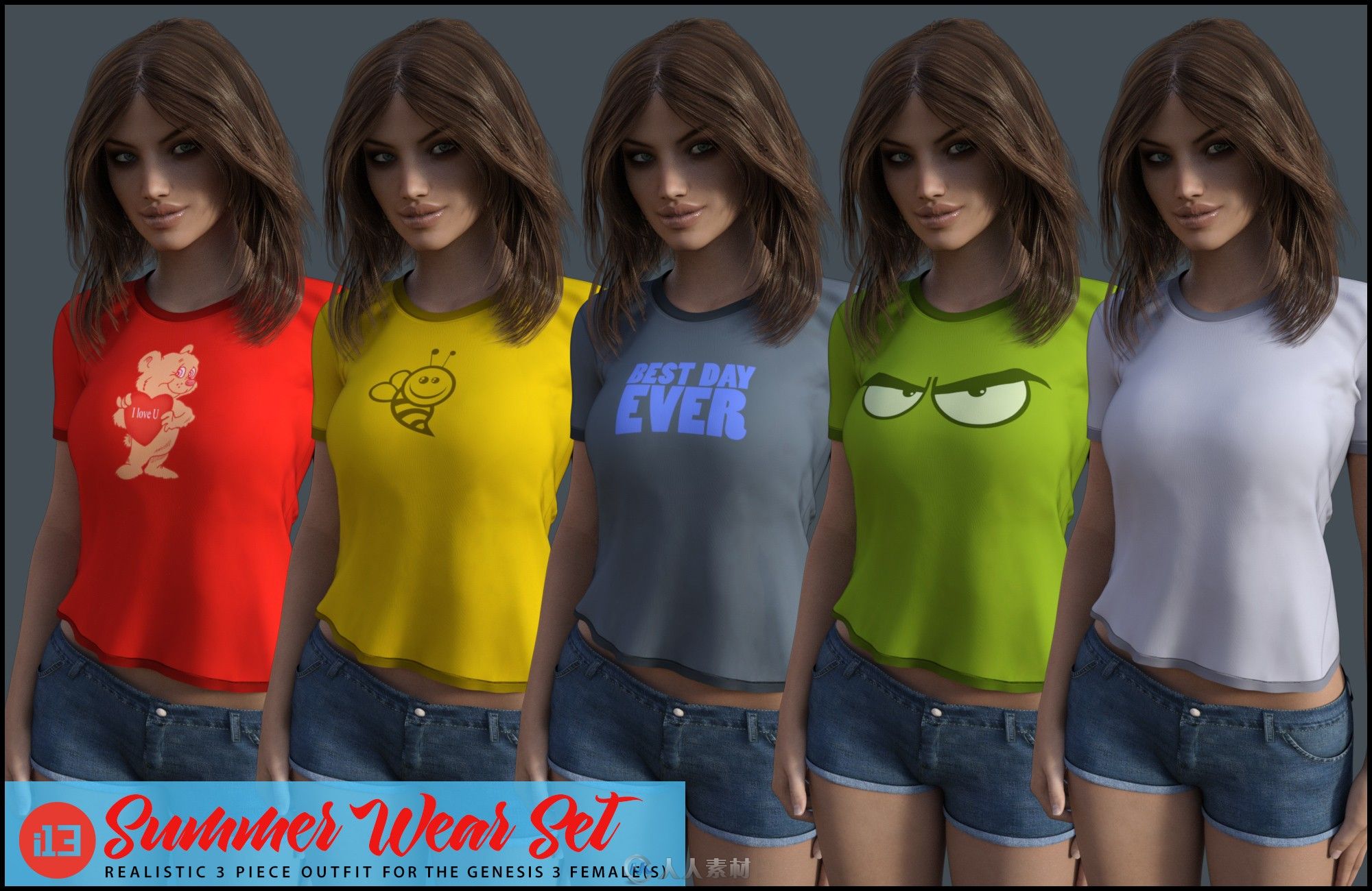 DAZ3D女性服裝i13 Summer Wear Set for the Genesis 3 Female(s)