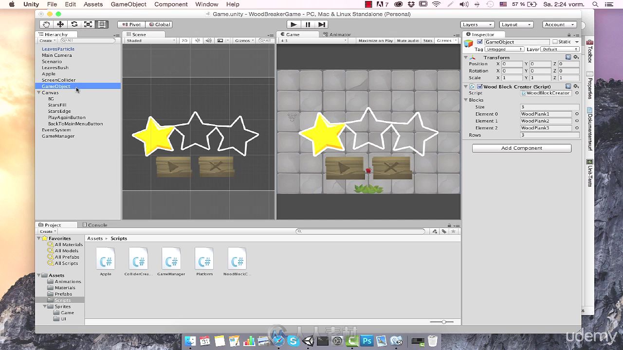 Unity3D二维打砖块游戏实例训练视频教程 UDEMY UNITY 5 PROFESSIONAL GUIDE DEVELO...