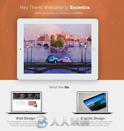 照片主题展示网页设计PSD模板Portfolio-PSD-Theme-Free-Download---Excentra