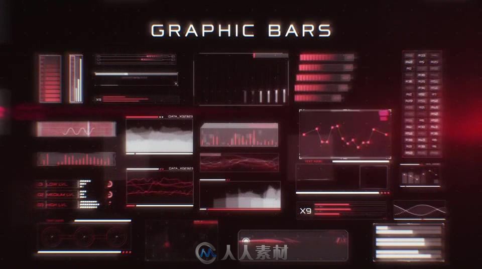 现代专业化的HUD信息图表元素AE模板 Videohive HUD Infographic 17692163