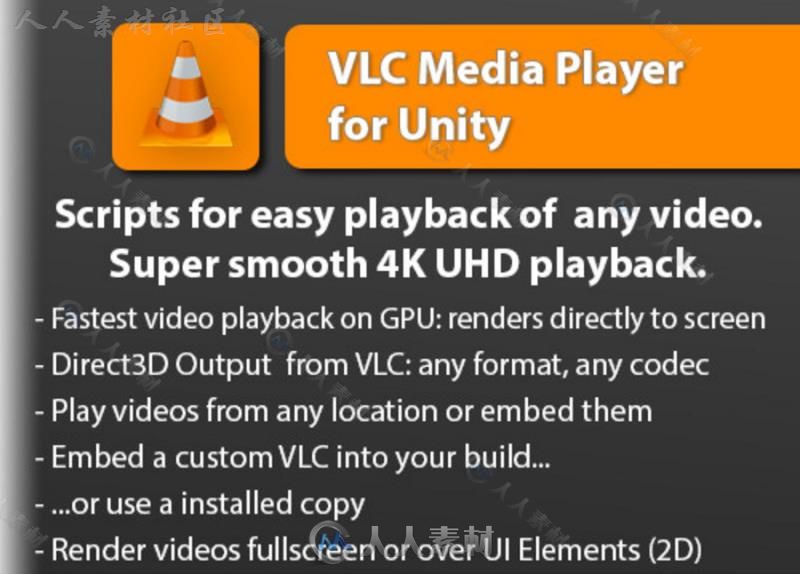 VLC媒体播放器与YouTube影片脚本Unity素材资源