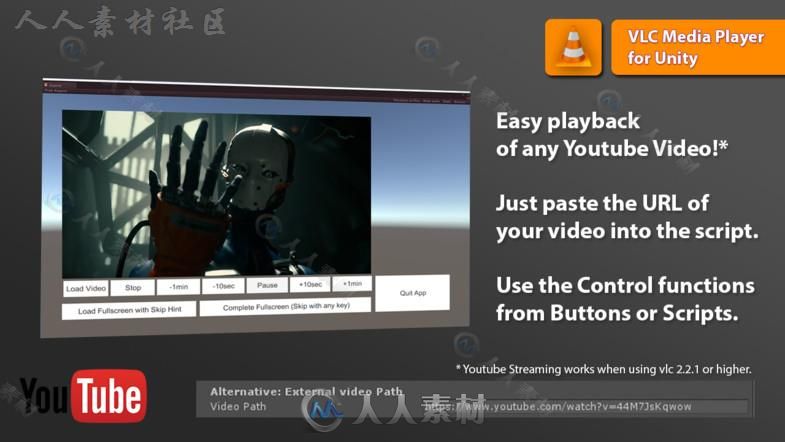 VLC媒体播放器与YouTube影片脚本Unity素材资源