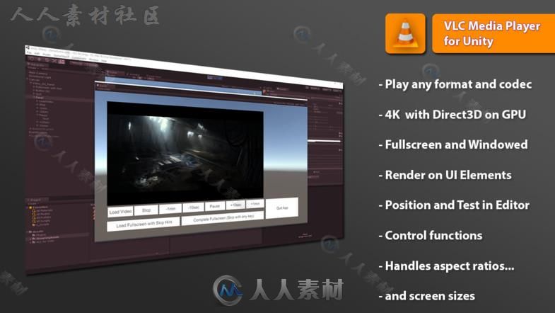VLC媒体播放器与YouTube影片脚本Unity素材资源