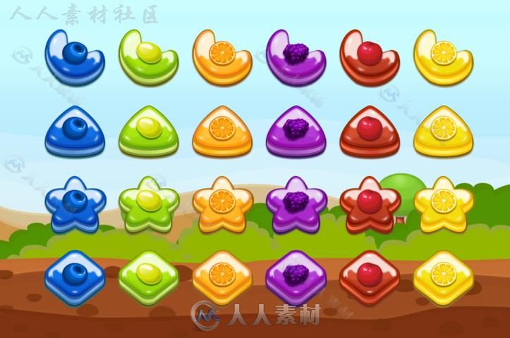 糖果饼干贴图和材质Unity2D素材资源