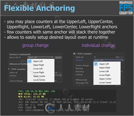 先进的FPS计数器GUI脚本Unity素材资源