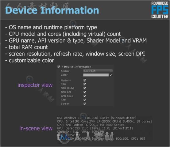 先进的FPS计数器GUI脚本Unity素材资源