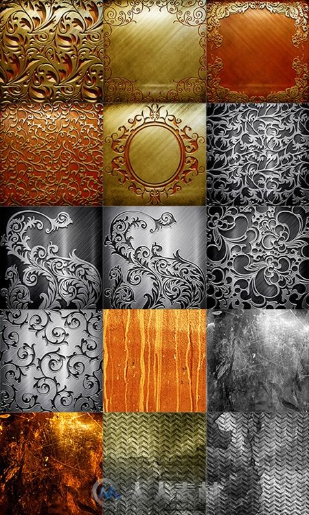 金属花纹花边纹理贴图合辑 SHUTTERSTOCK METAL TEXTURES