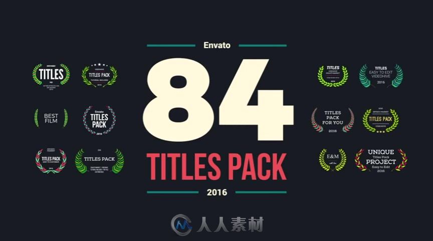 时尚简单实用的文字字幕标题动画AE模板 Videohive 84 Titles Pack