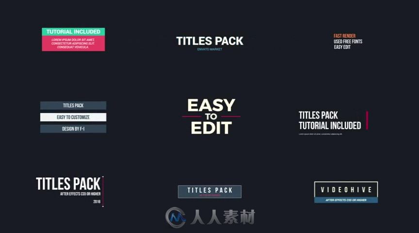 时尚简单实用的文字字幕标题动画AE模板 Videohive 84 Titles Pack