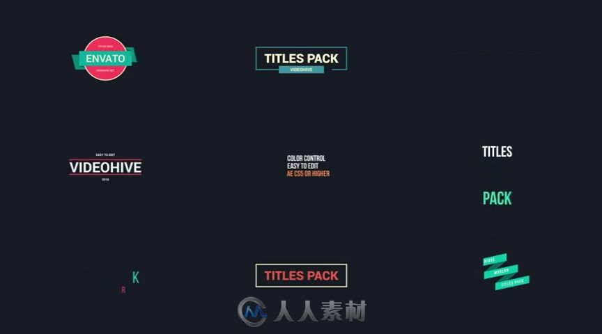 时尚简单实用的文字字幕标题动画AE模板 Videohive 84 Titles Pack