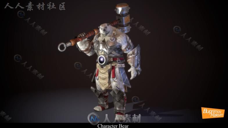 战士熊幻想人形生物角色模型Unity3D素材资源