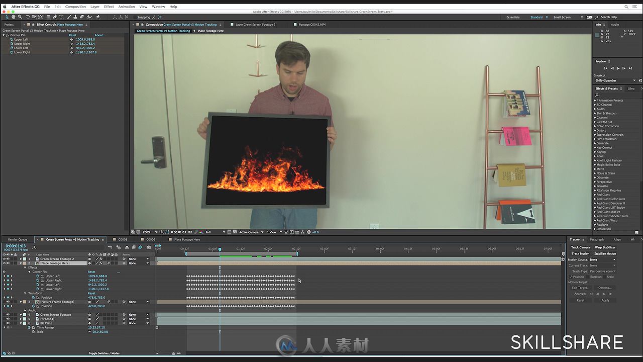 AE绿屏抠像视觉特效实例训练视频教程 SKILLSHARE DIY GREEN SCREEN FOR FILM CREAT...