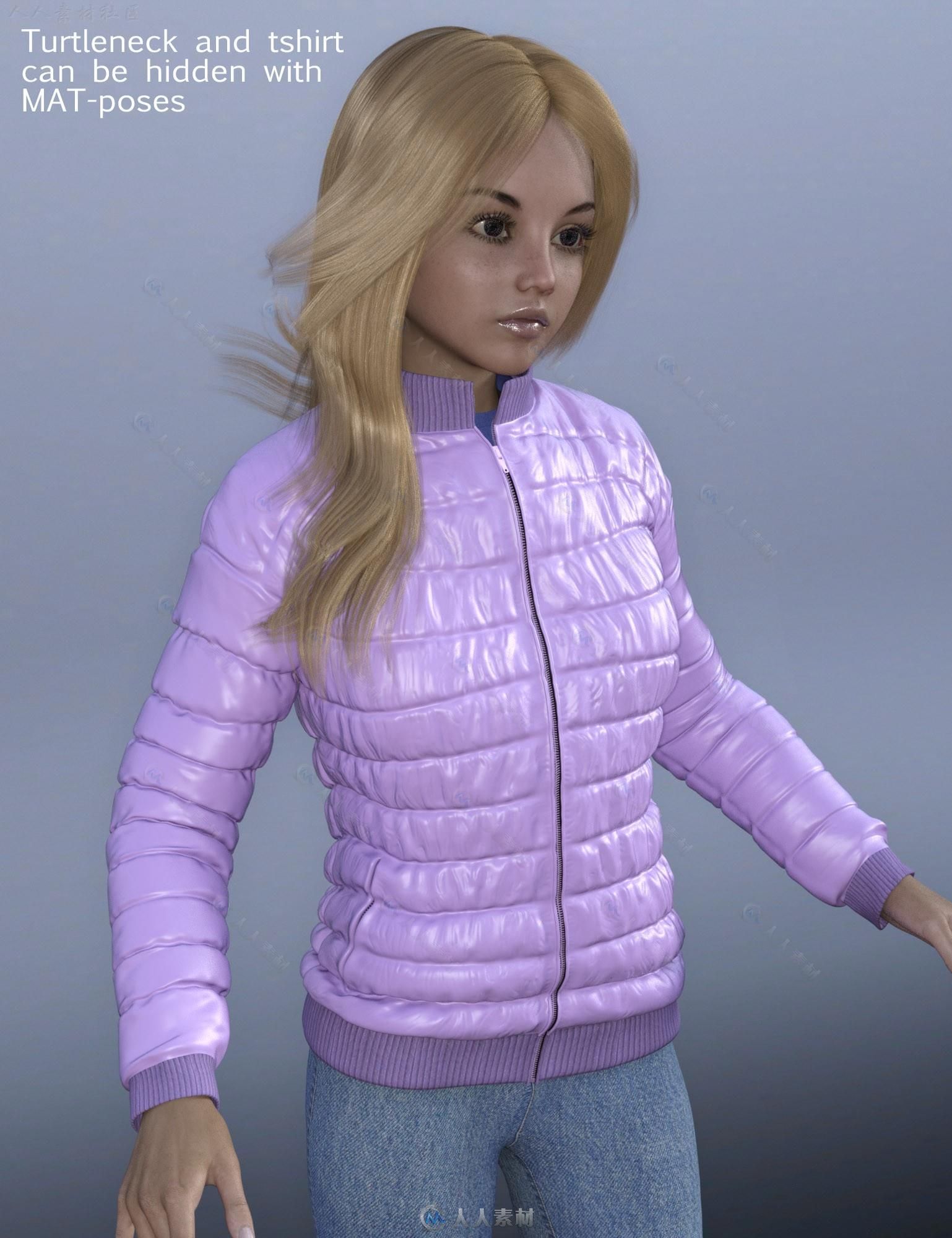 DAZ3D秋季夹克羽绒服服装展示3D模型合辑