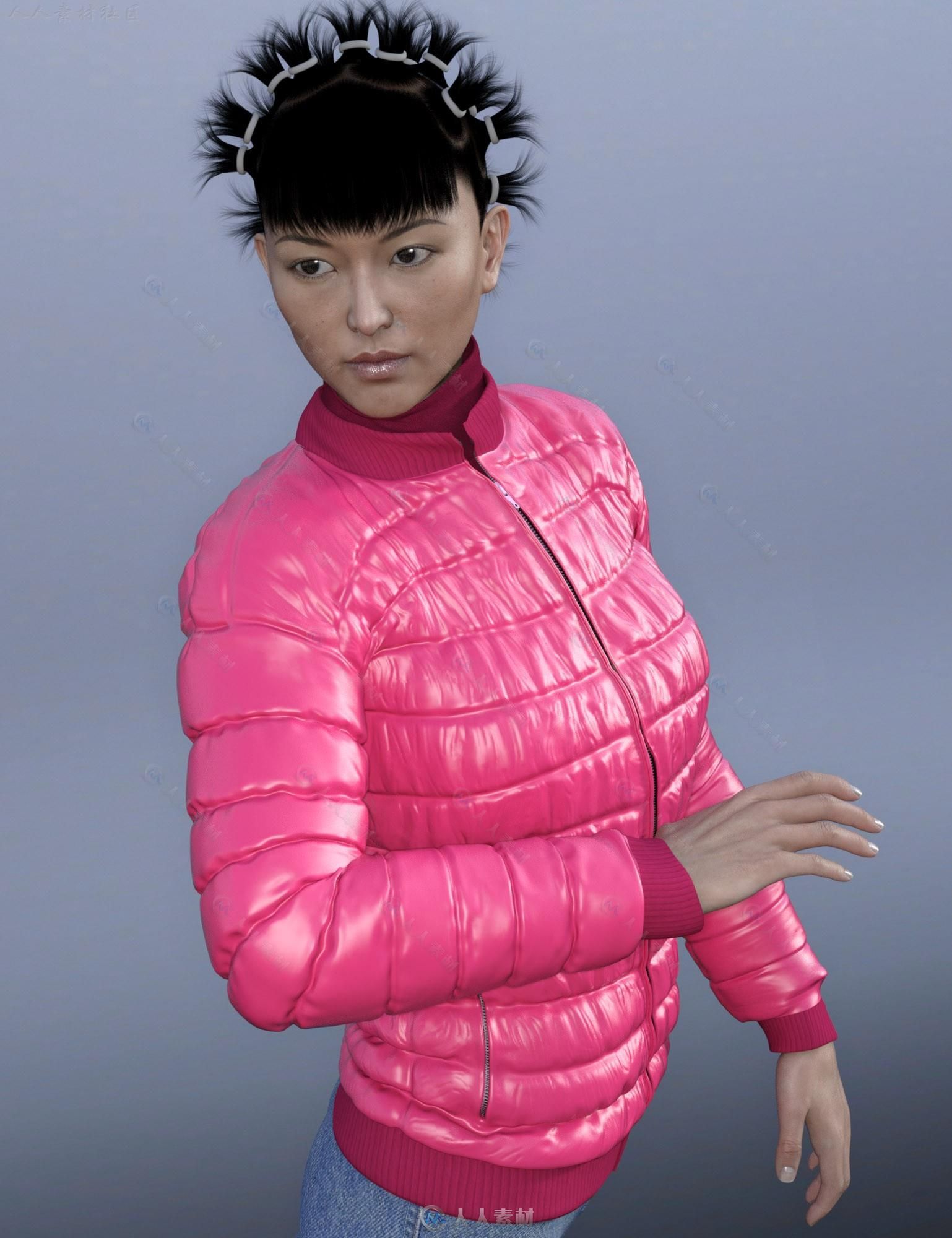 DAZ3D秋季夹克羽绒服服装展示3D模型合辑