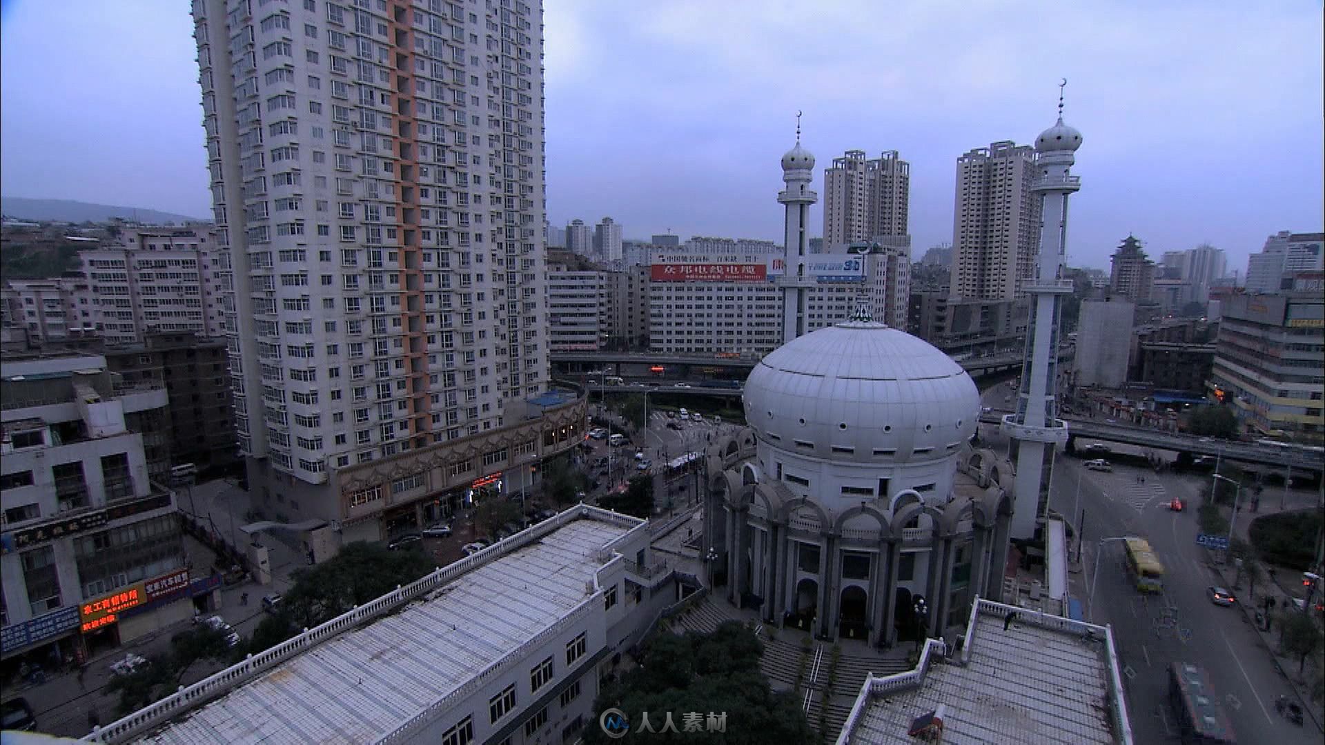 兰州清真寺祷告街景桥视频素材