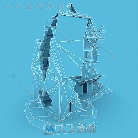 中世纪建筑破败的教堂历史环境模型Unity3D素材资源