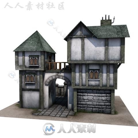 中世纪庭院室外道具模型Unity3D素材资源