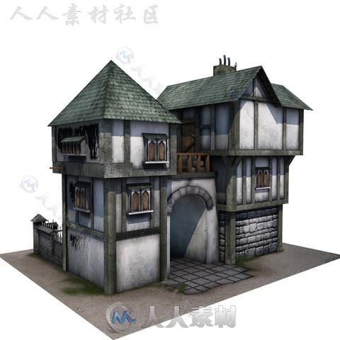 中世纪庭院室外道具模型Unity3D素材资源