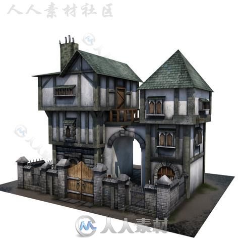 中世纪庭院室外道具模型Unity3D素材资源