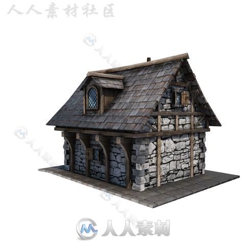 中世纪房屋室外道具模型Unity3D素材资源