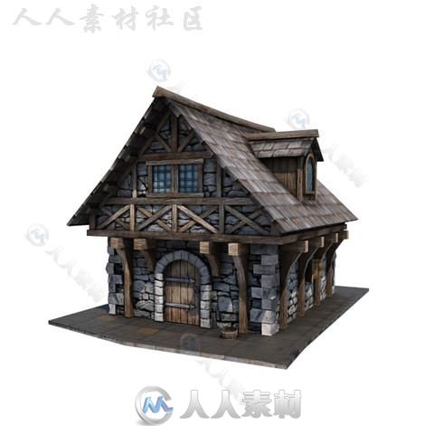 中世纪房屋室外道具模型Unity3D素材资源