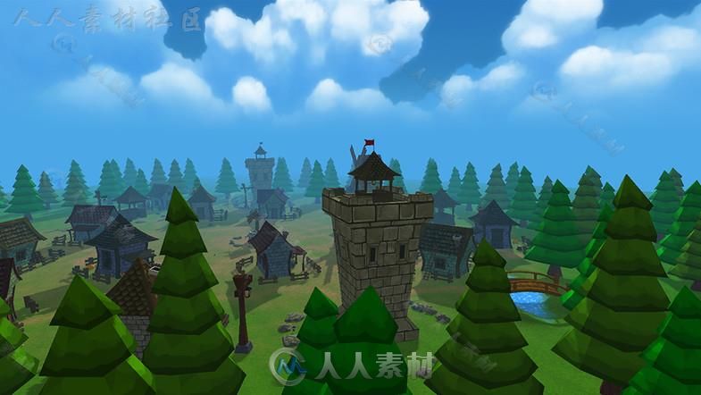 中世纪卡通村包幻想环境模型Unity3D素材资源