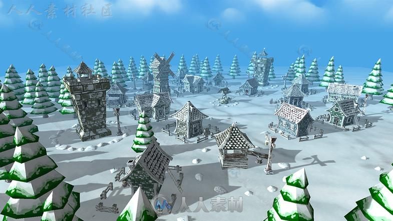 中世纪卡通村包幻想环境模型Unity3D素材资源