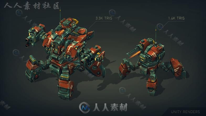 机械构造：蜘蛛和坦克机器人角色模型Unity3D素材资源