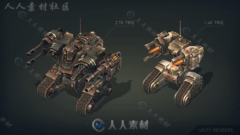 机械构造：蜘蛛和坦克机器人角色模型Unity3D素材资源