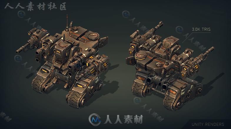 机械构造：蜘蛛和坦克机器人角色模型Unity3D素材资源