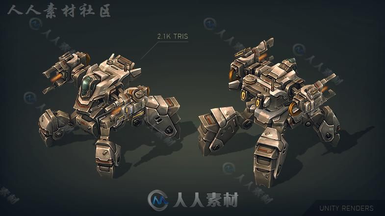 机械构造：蜘蛛和坦克机器人角色模型Unity3D素材资源