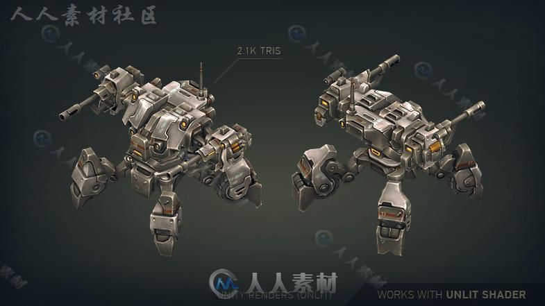 机械构造：蜘蛛和坦克机器人角色模型Unity3D素材资源