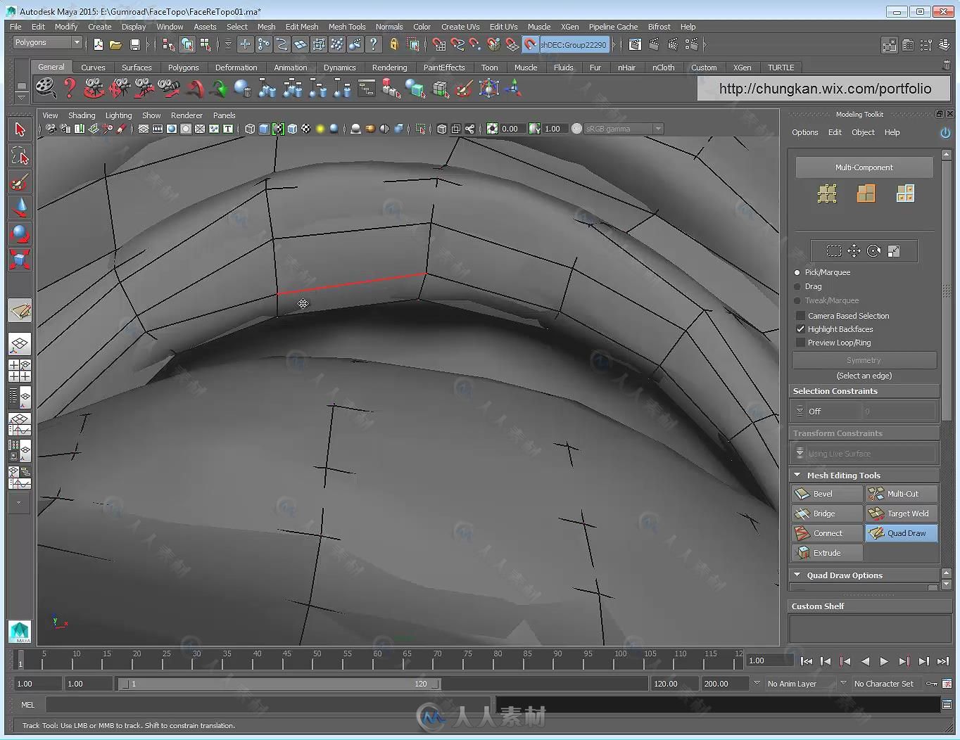 Maya男性脸部建模实例制作视频教程 Gumroad Human Face Topology For Production b...