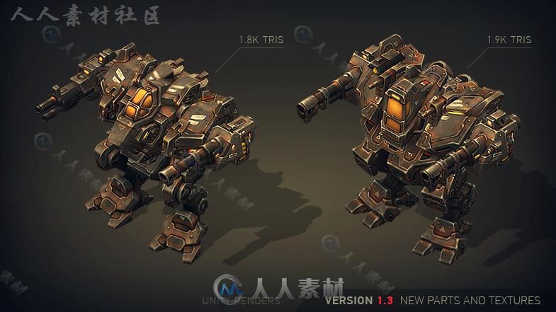 机械构造：轻型和中型机器人角色模型Unity3D素材资源