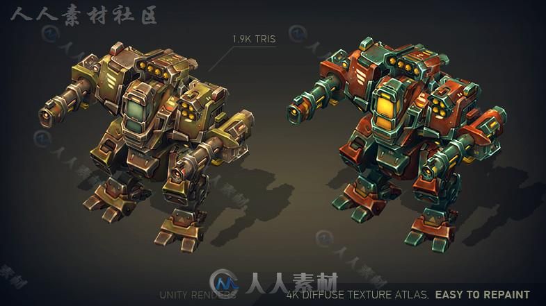 机械构造：轻型和中型机器人角色模型Unity3D素材资源