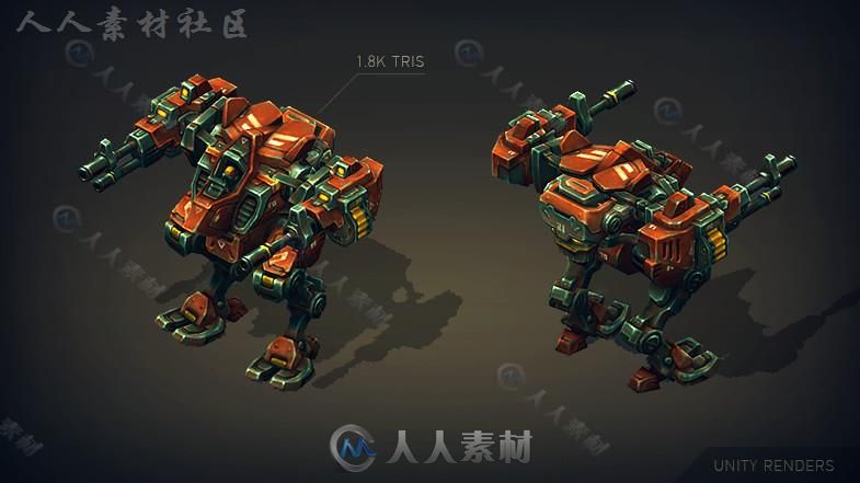 机械构造：轻型和中型机器人角色模型Unity3D素材资源