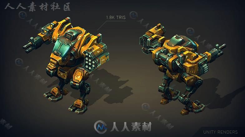 机械构造：轻型和中型机器人角色模型Unity3D素材资源