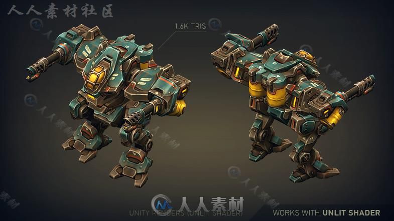 机械构造：轻型和中型机器人角色模型Unity3D素材资源